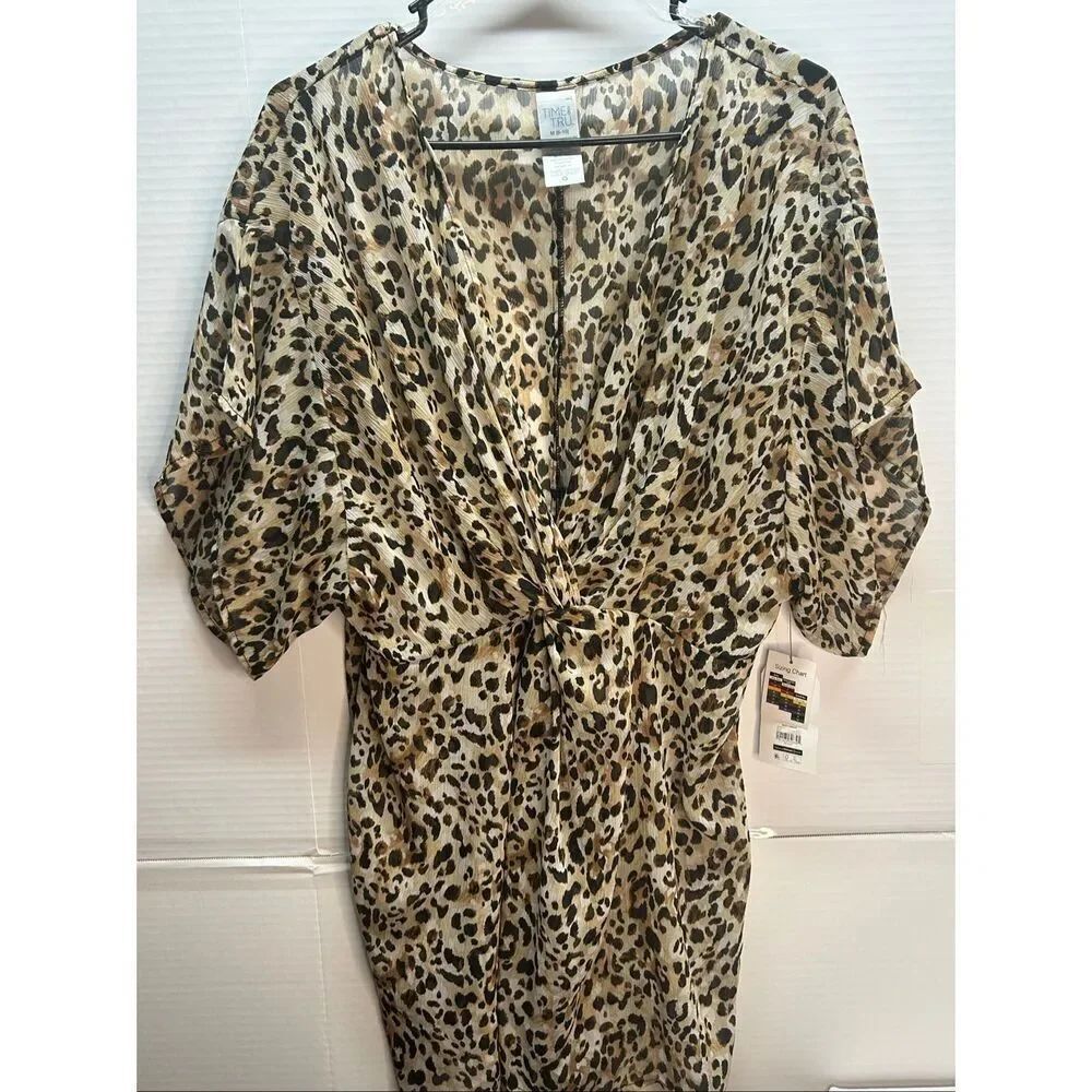 Leopard Print KnotβFront Missy Swimsuit Cover Up Size M 8-10 Beachwear NWT